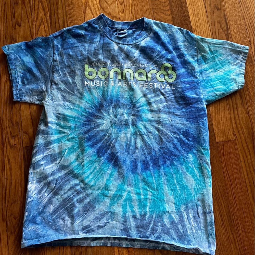 Size Large Tie Dye Bonnaroo blue/green short sleeve tshirt 2018